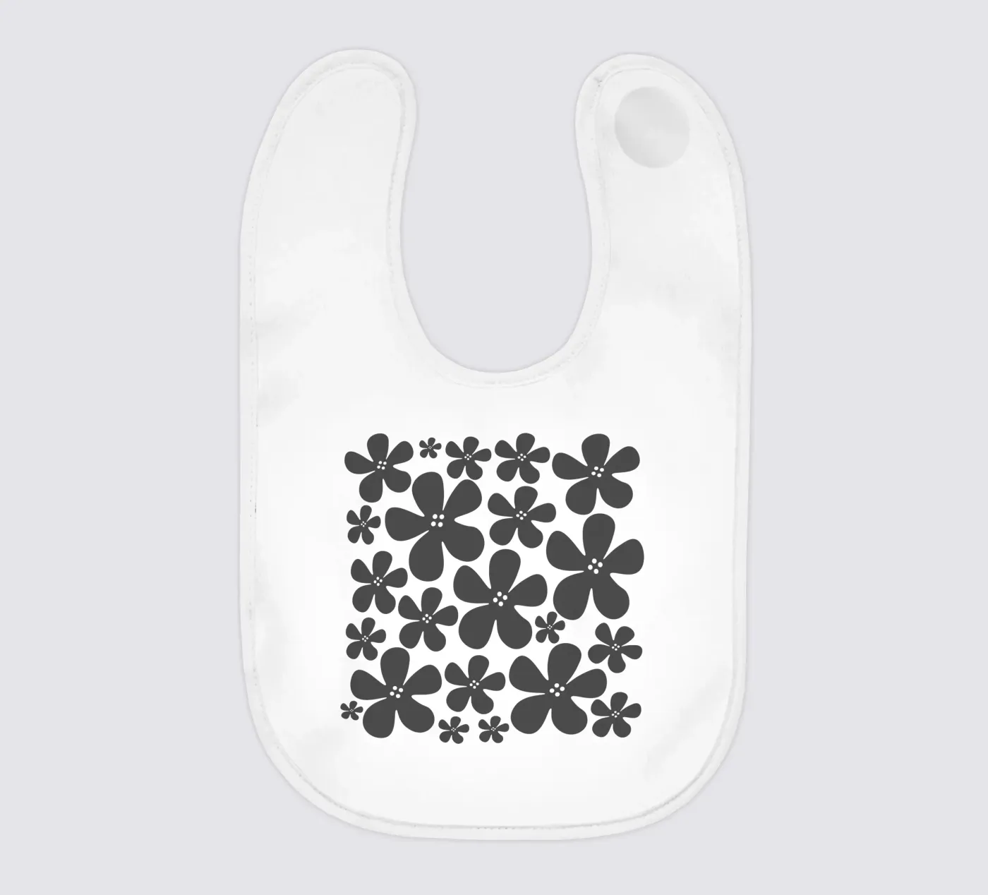 Grey flowers pattern Babylätzchen von baobabprintstore