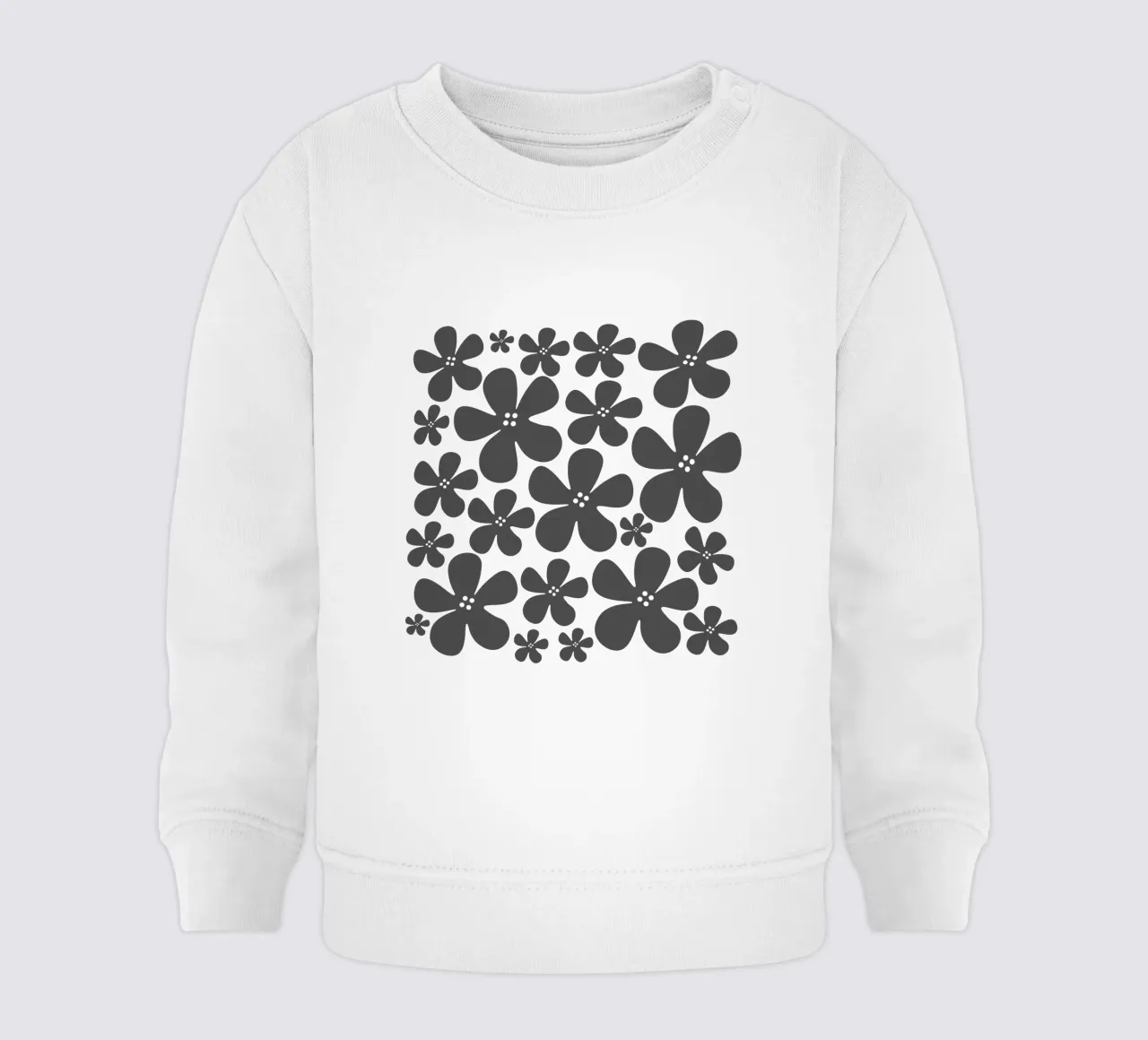 Grey flowers pattern felpa neonato da baobabprintstore