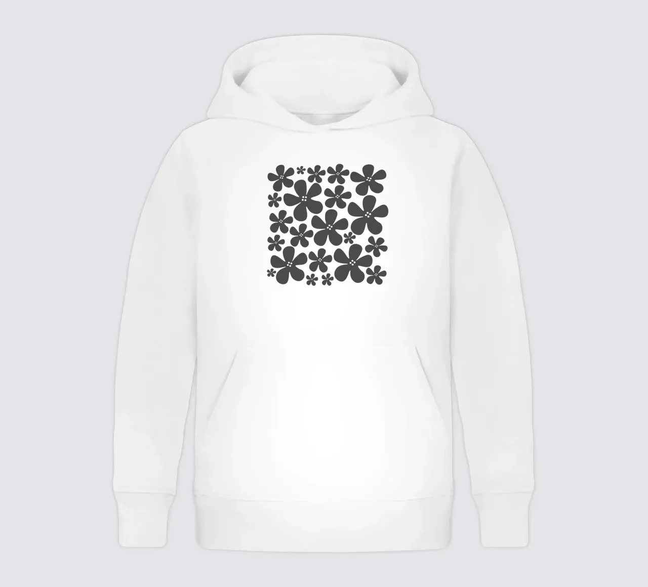 Grey flowers pattern felpa bambino con cappuccio da baobabprintstore