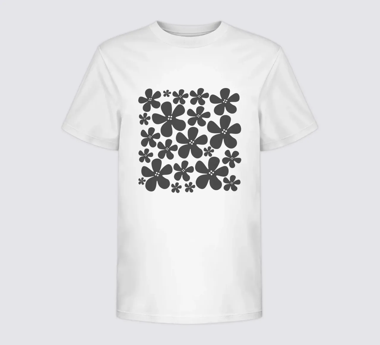 Grey flowers pattern t-shirt bambini da baobabprintstore