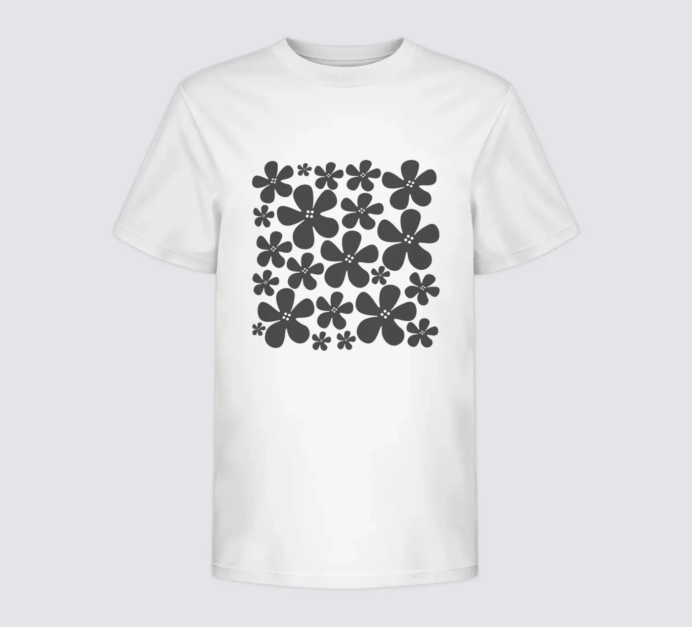 Grey flowers pattern t-shirt bambini da baobabprintstore