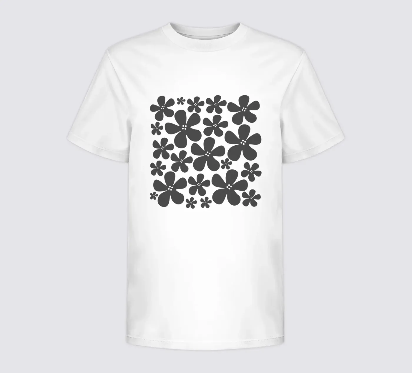 Grey flowers pattern t-shirt bambini da baobabprintstore