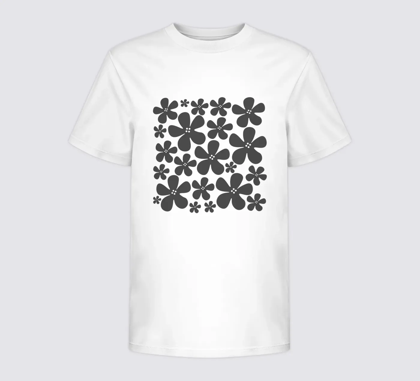 Grey flowers pattern t-shirt bambini da baobabprintstore