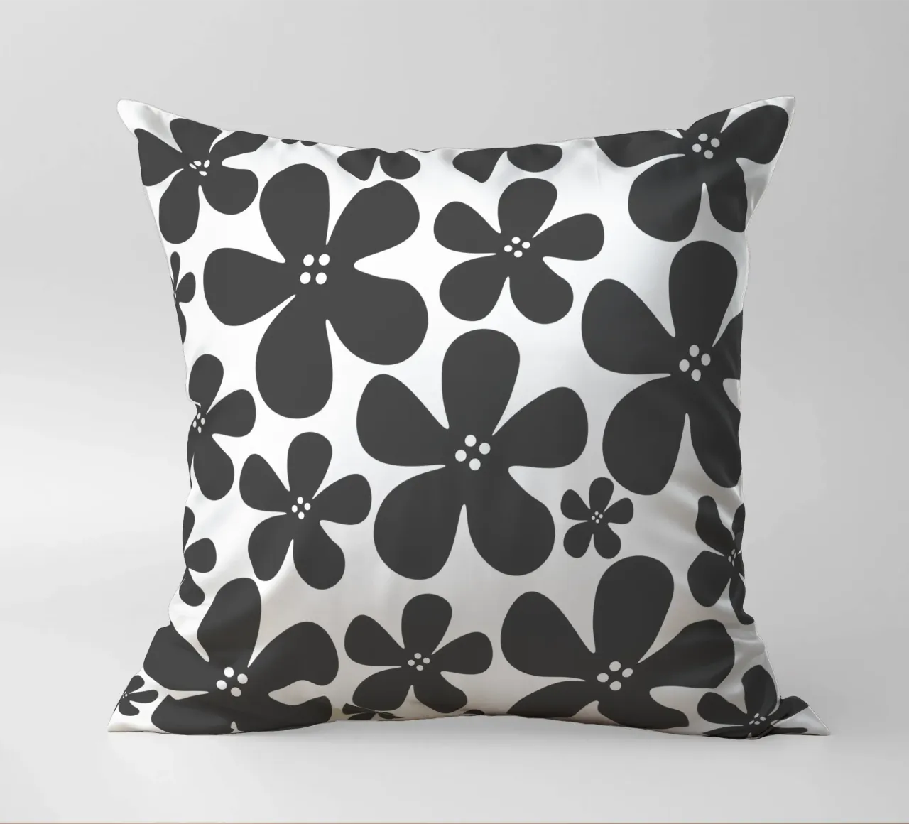 Grey flowers pattern cuscino da baobabprintstore