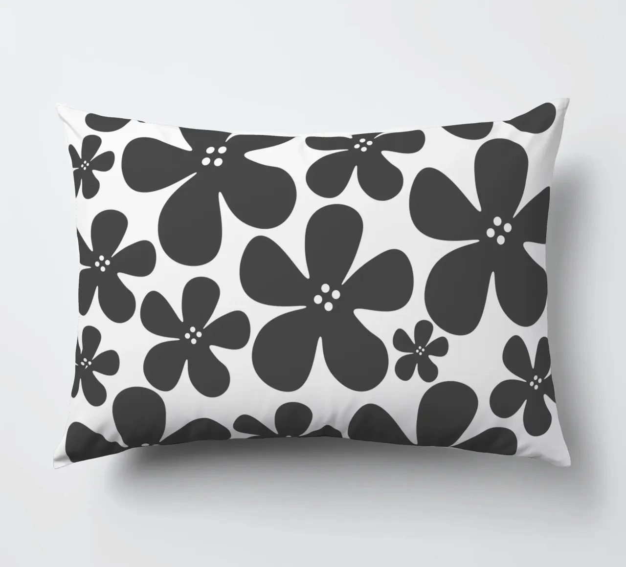 Grey flowers pattern cuscino da baobabprintstore