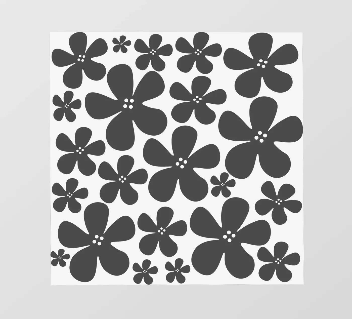 Grey flowers pattern fotobehang van baobabprintstore