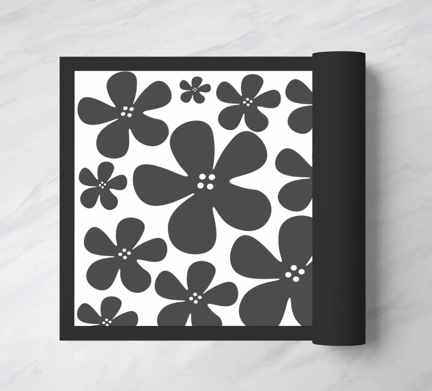 Grey flowers pattern Fußmatte von baobabprintstore