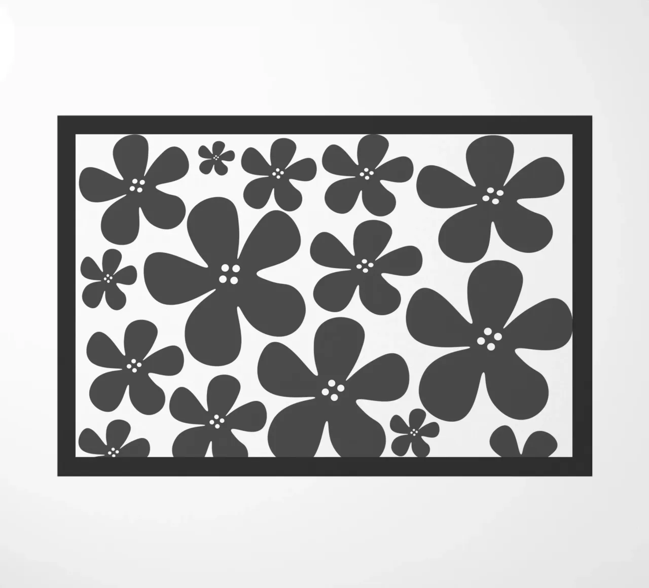 Grey flowers pattern zerbino da baobabprintstore