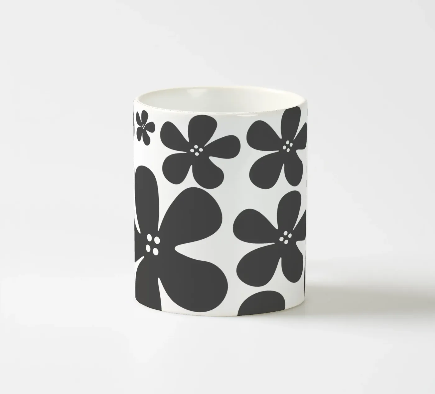 Grey flowers pattern ceramic mug by baobabprintstore