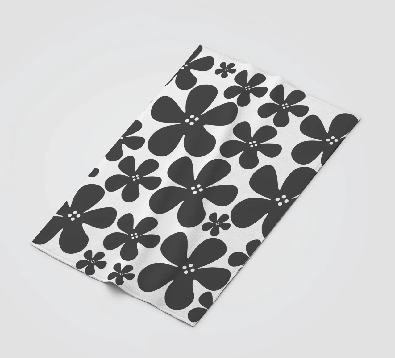 Grey flowers pattern coperta in pile da baobabprintstore