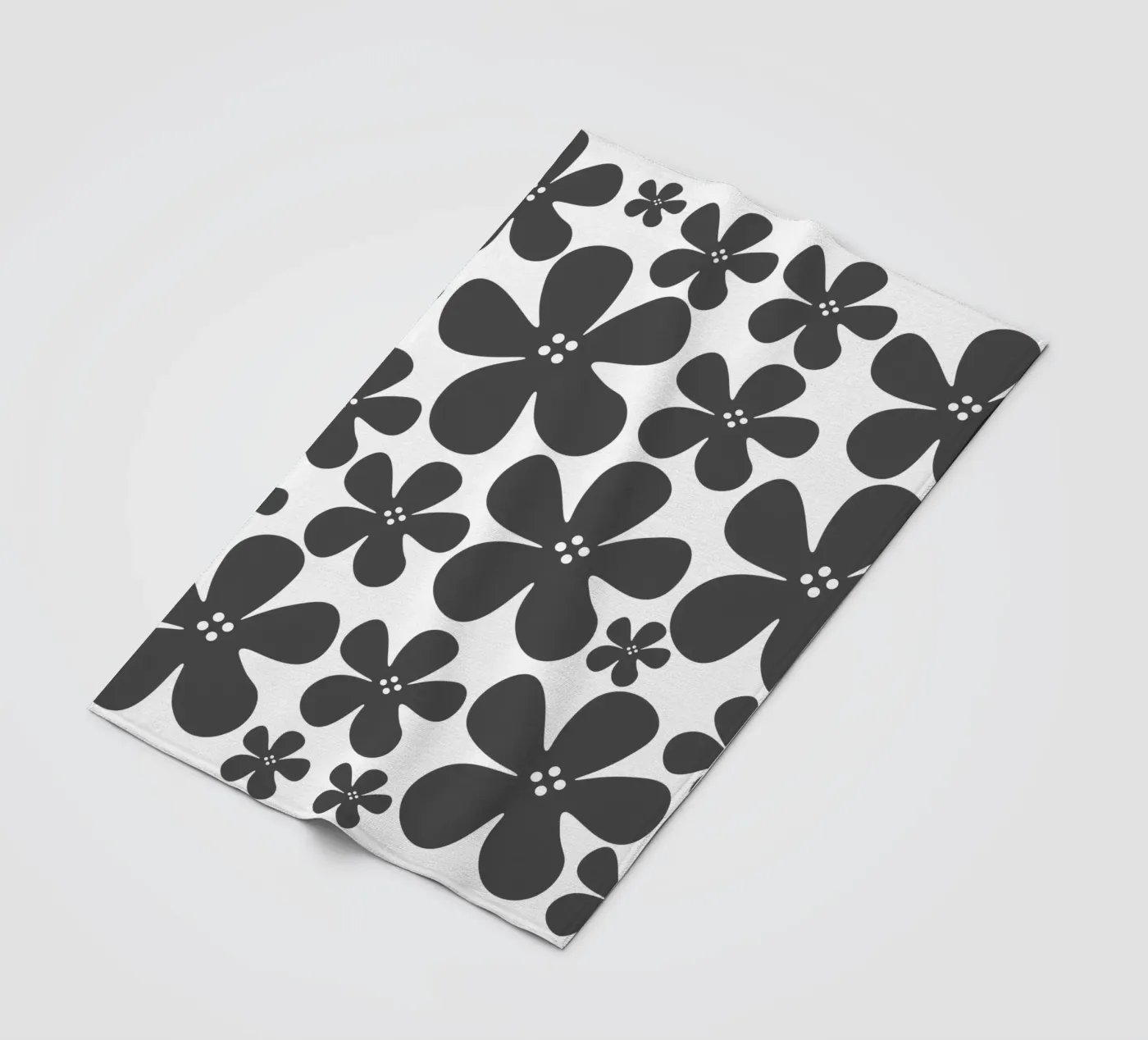 Grey flowers pattern Fleecedecke von baobabprintstore