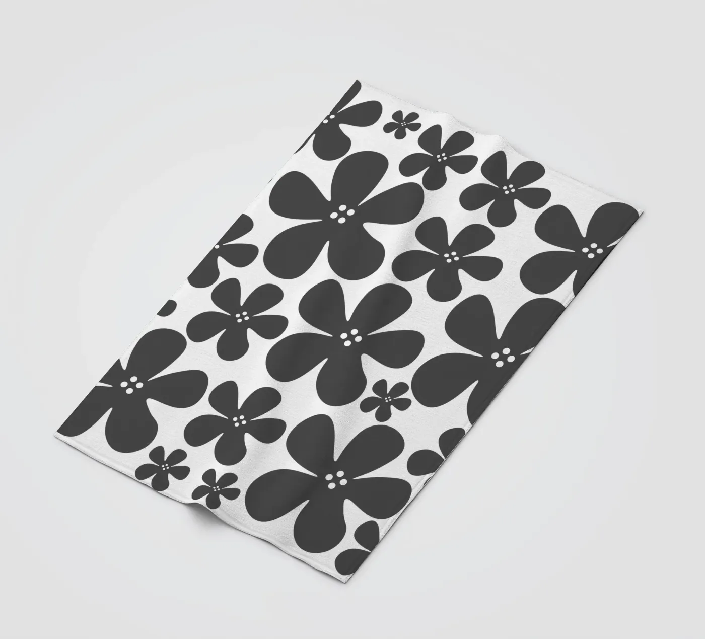 Grey flowers pattern fleecedeken van baobabprintstore
