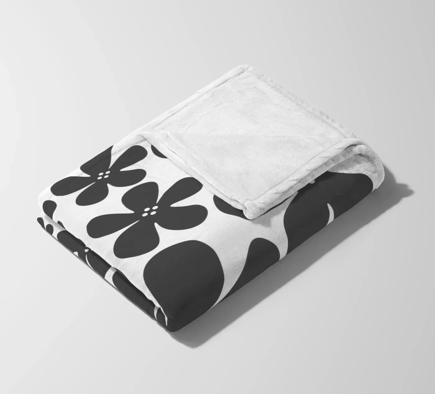 Grey flowers pattern fleecedeken van baobabprintstore