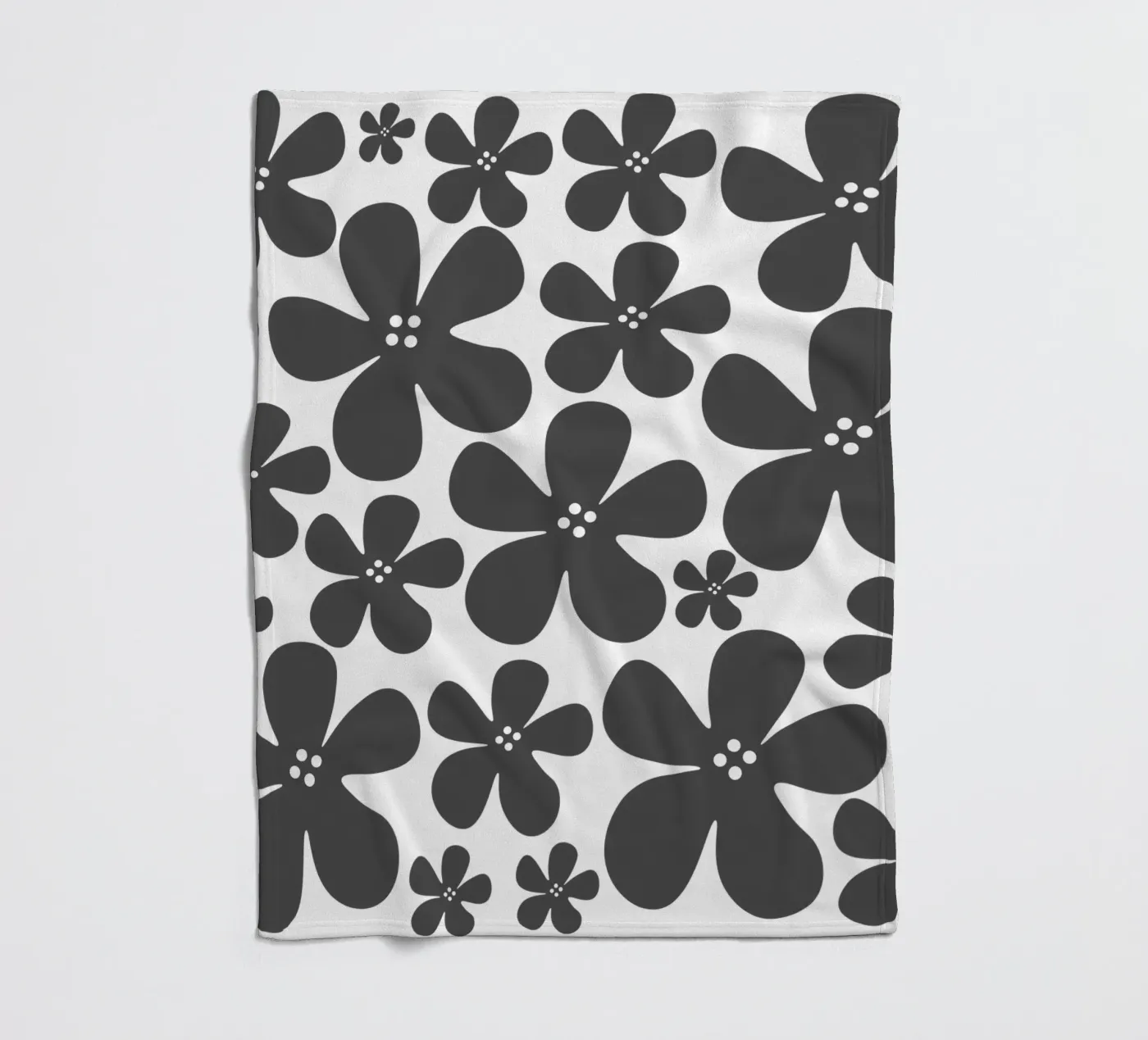 Grey flowers pattern fleecedeken van baobabprintstore