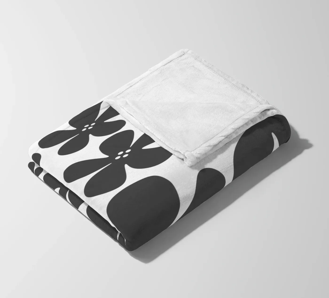 Grey flowers pattern fleecedeken van baobabprintstore