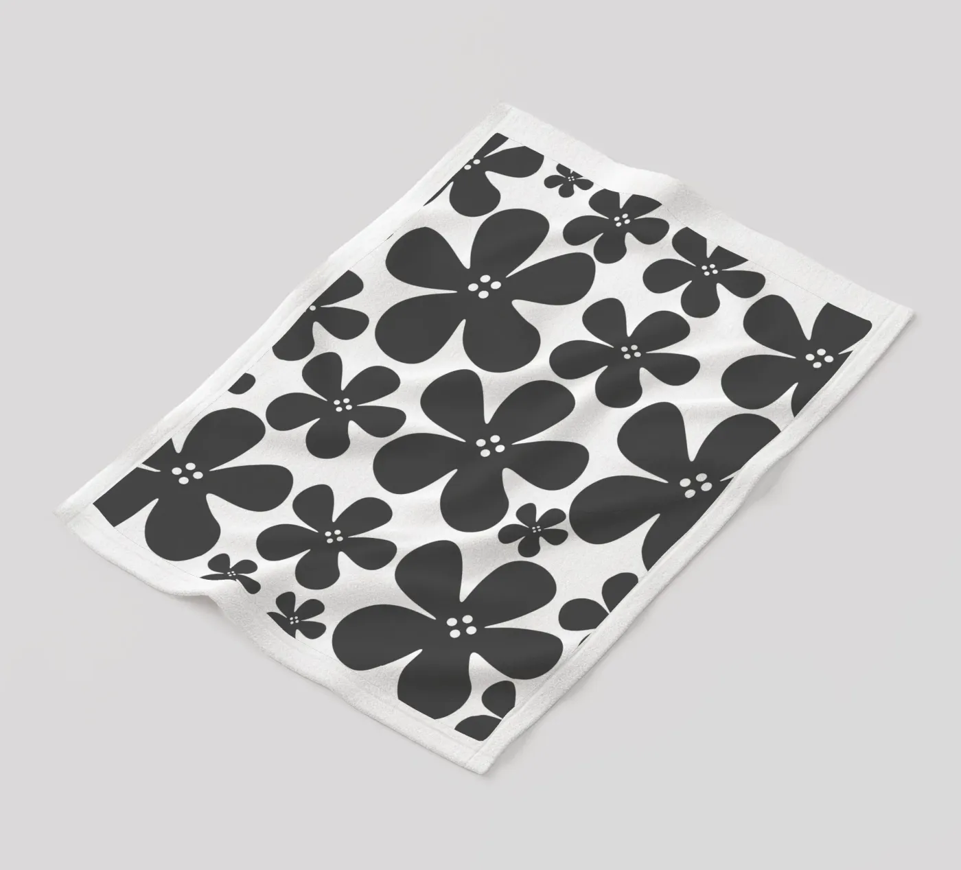Grey flowers pattern Fleecedecke von baobabprintstore