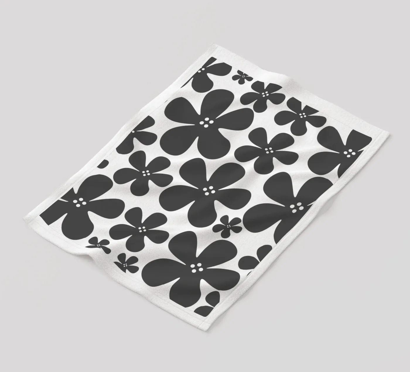 Grey flowers pattern fleecedeken van baobabprintstore