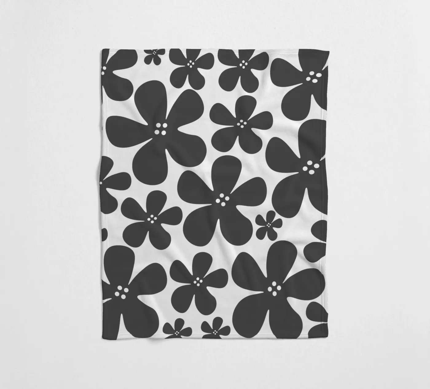 Grey flowers pattern fleecedeken van baobabprintstore