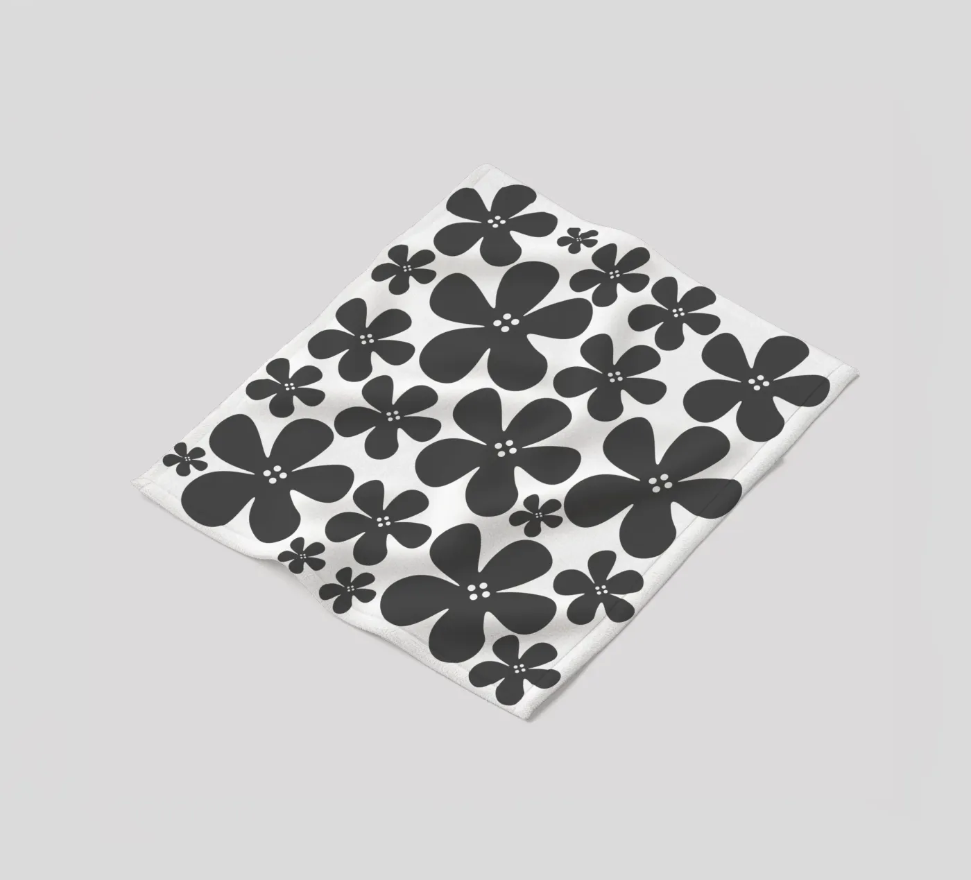 Grey flowers pattern fleecedeken van baobabprintstore