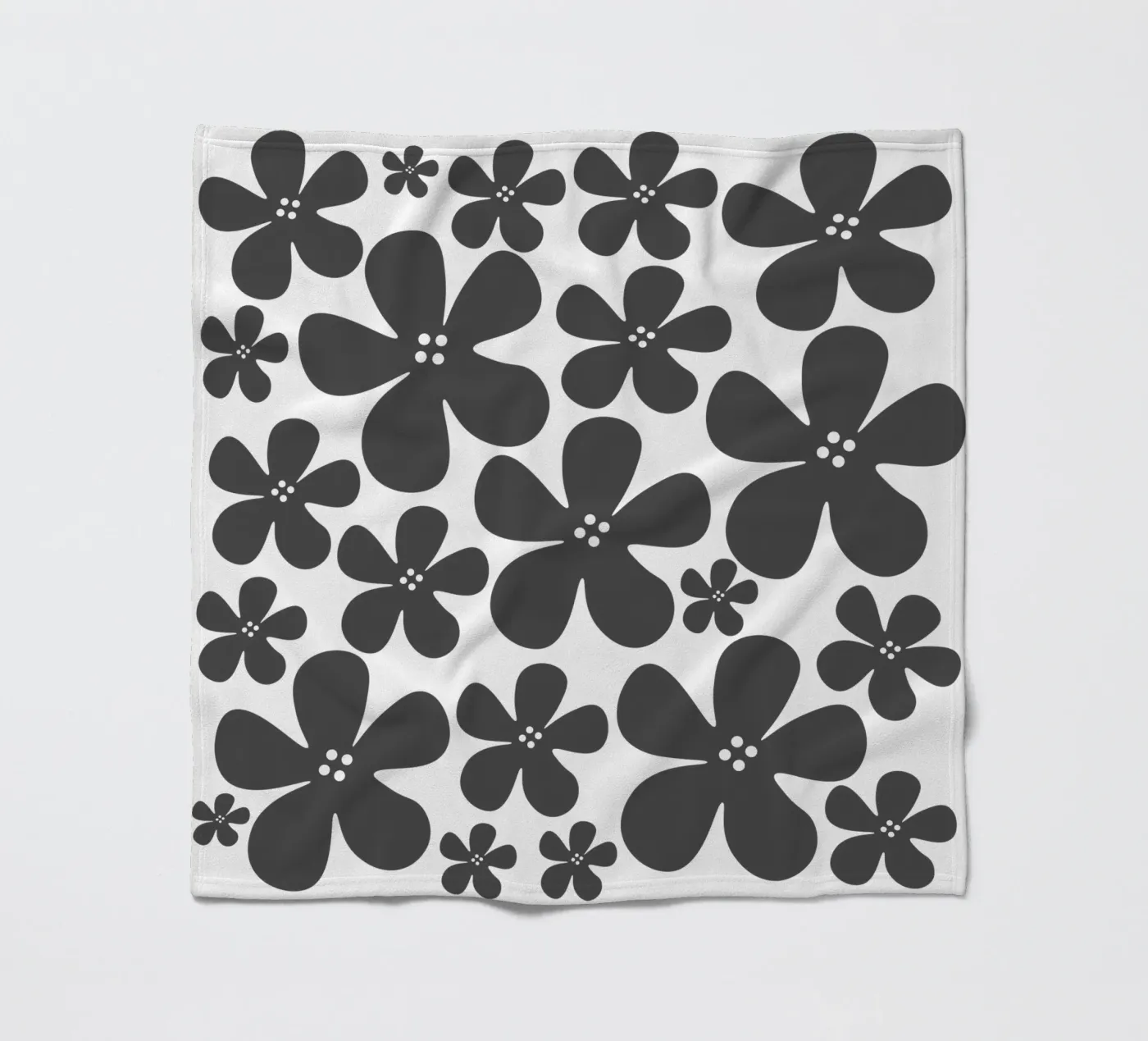 Grey flowers pattern fleecedeken van baobabprintstore