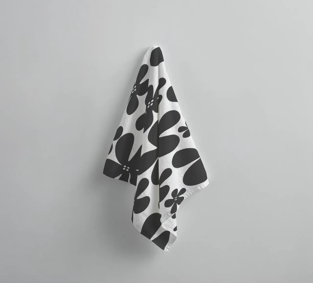 Grey flowers pattern asciugamano da bagno da baobabprintstore
