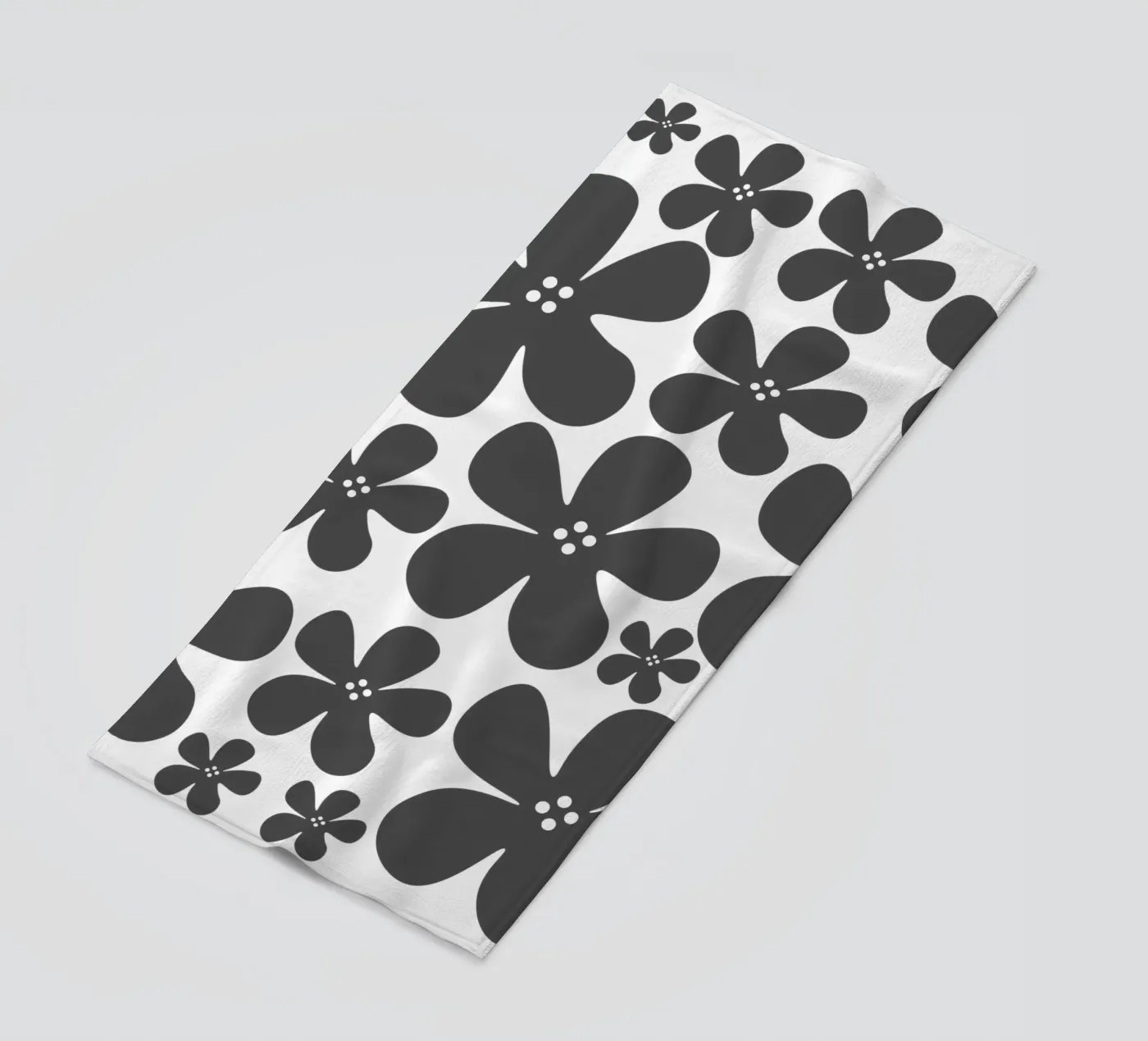 Grey flowers pattern telo mare da baobabprintstore