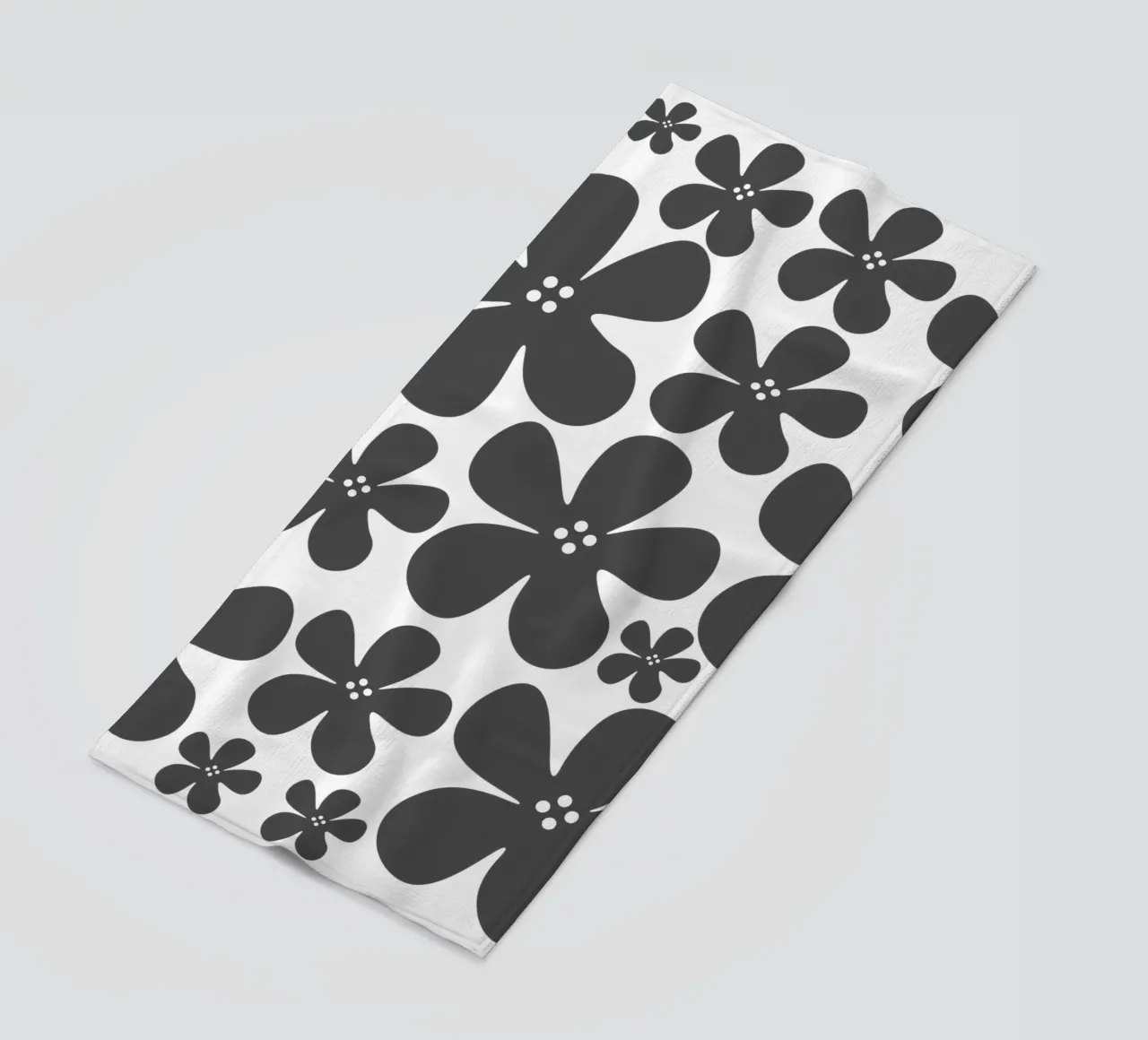 Grey flowers pattern telo mare da baobabprintstore