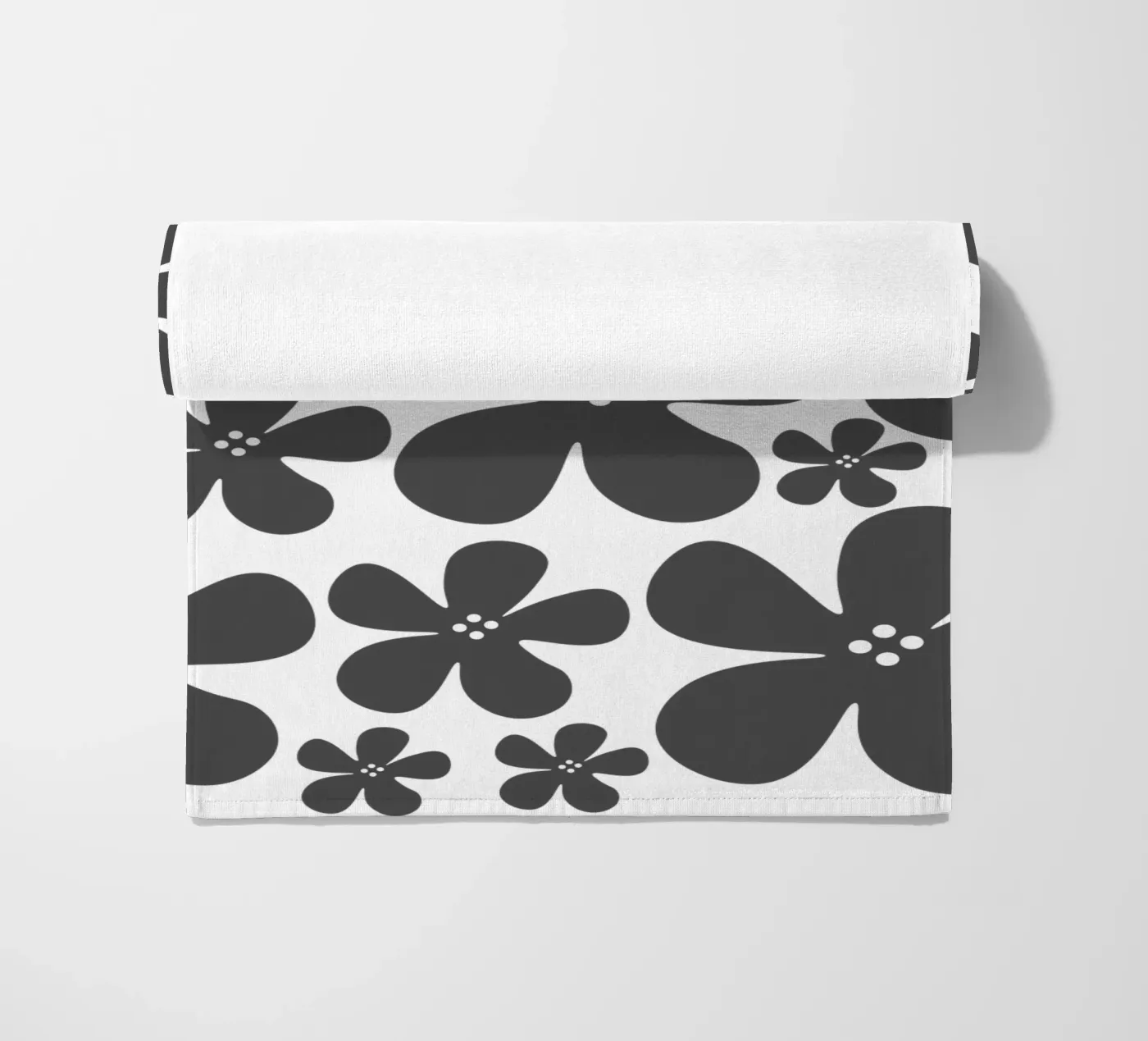 Grey flowers pattern telo mare da baobabprintstore