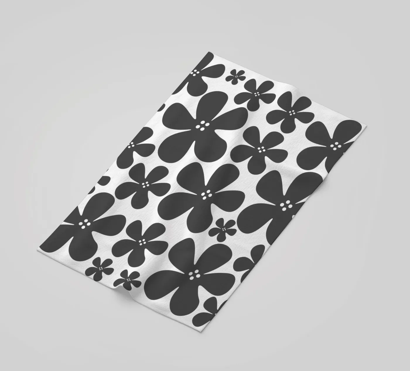 Grey flowers pattern telo mare da baobabprintstore