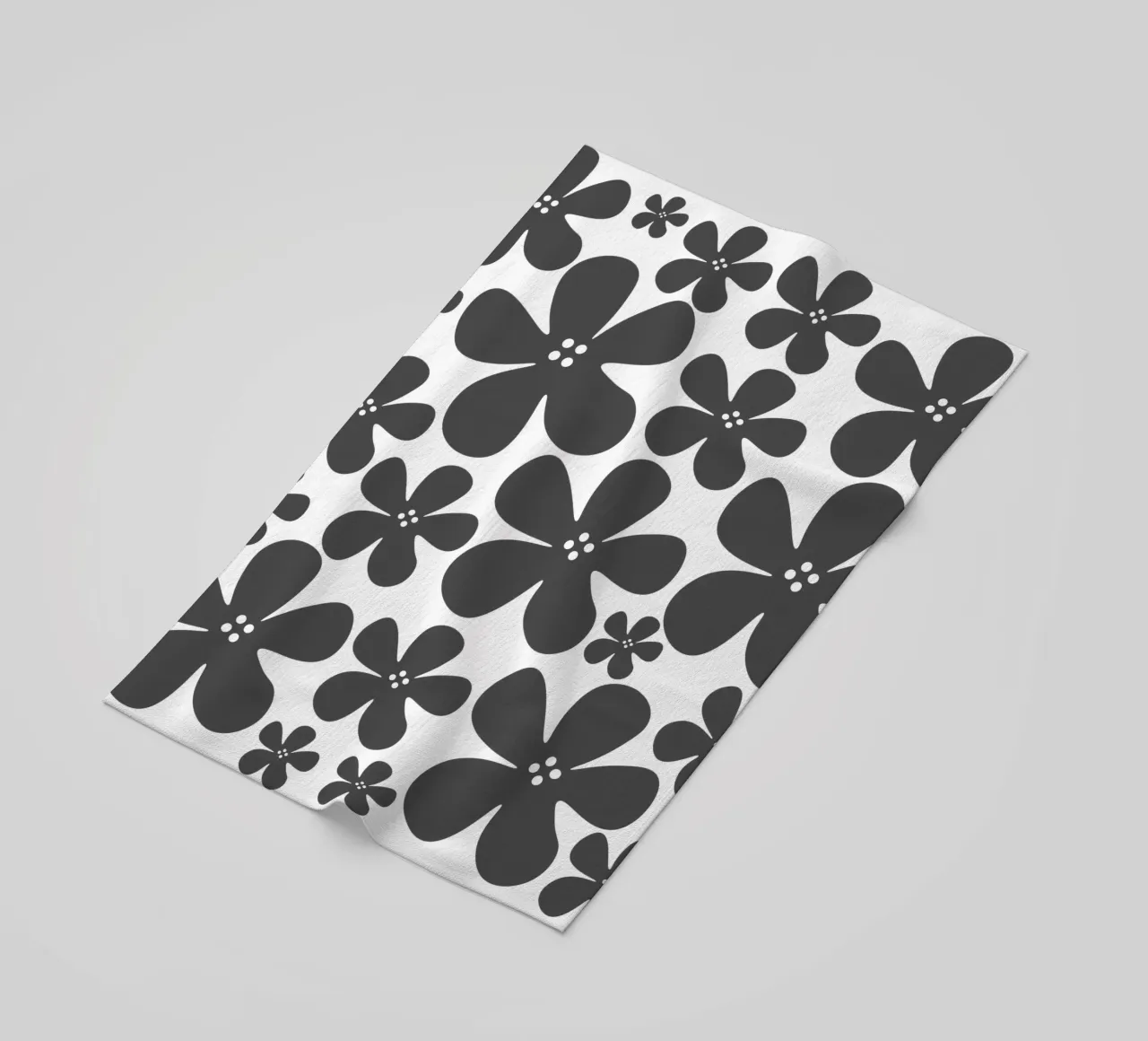 Grey flowers pattern telo mare da baobabprintstore