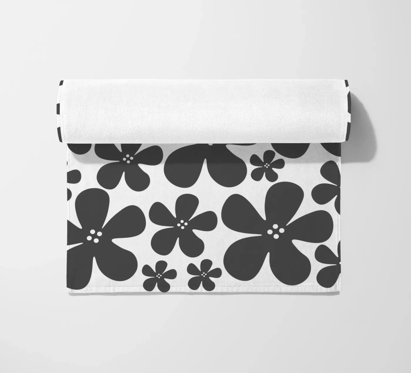 Grey flowers pattern telo mare da baobabprintstore
