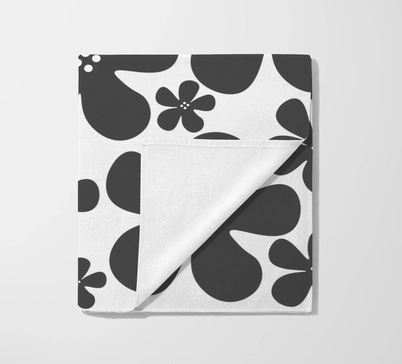 Grey flowers pattern telo mare da baobabprintstore