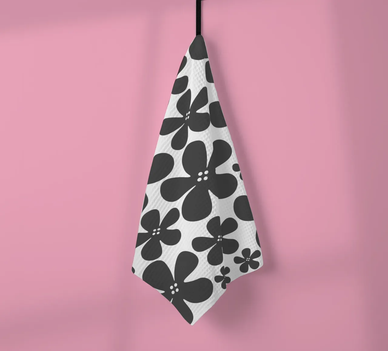 Grey flowers pattern canovaccio da cucina da baobabprintstore