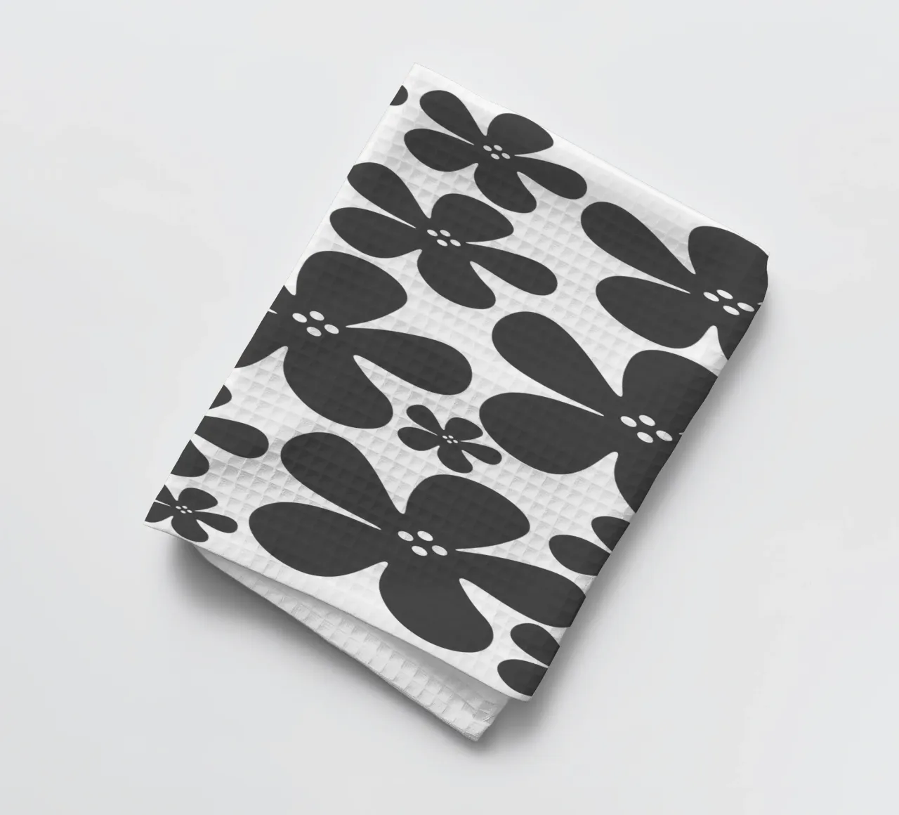 Grey flowers pattern canovaccio da cucina da baobabprintstore