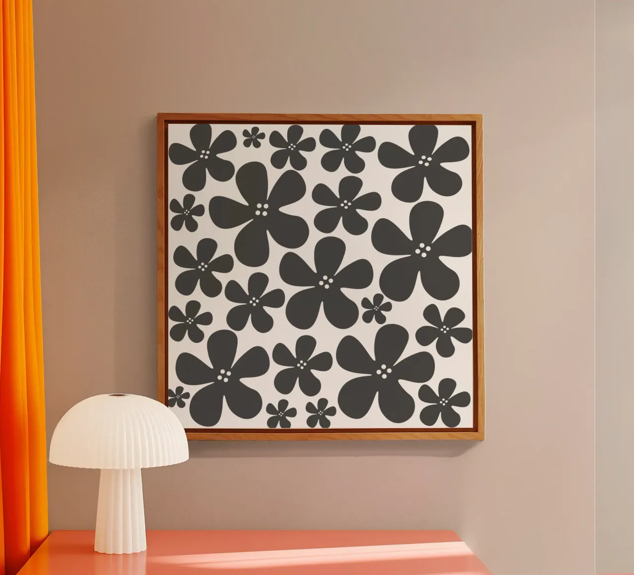 Grey flowers pattern plexiglass da baobabprintstore