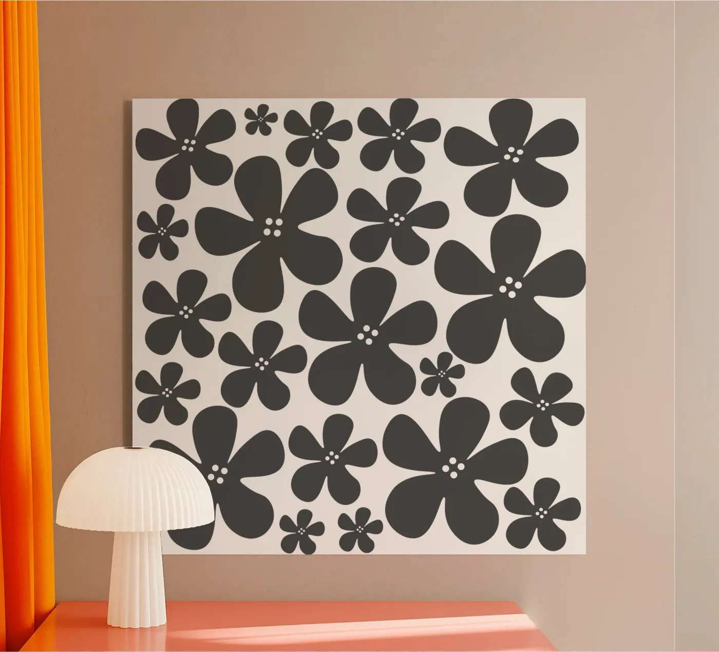 Grey flowers pattern Acryl-Glas von baobabprintstore