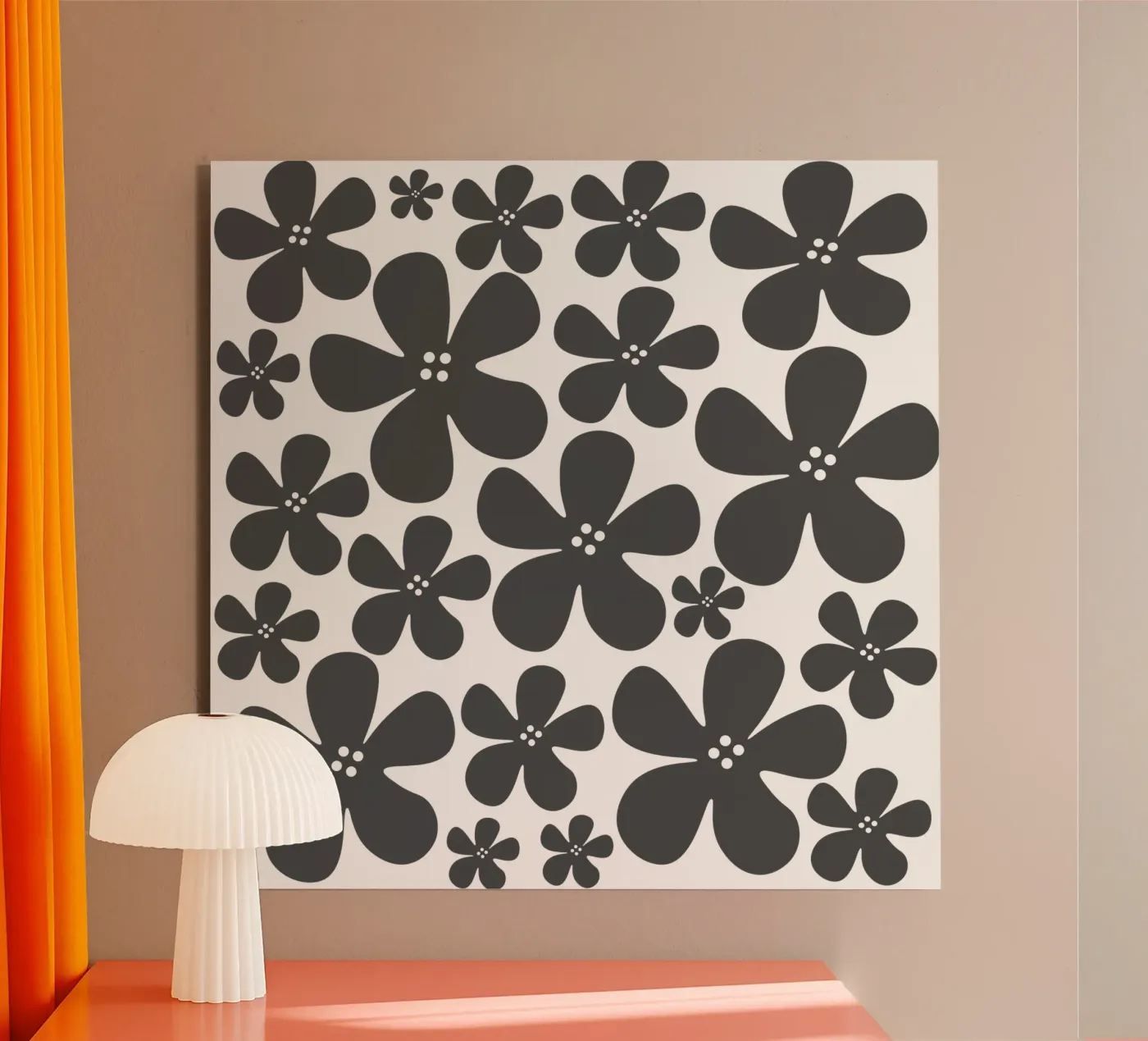 Grey flowers pattern forex-plaat van baobabprintstore