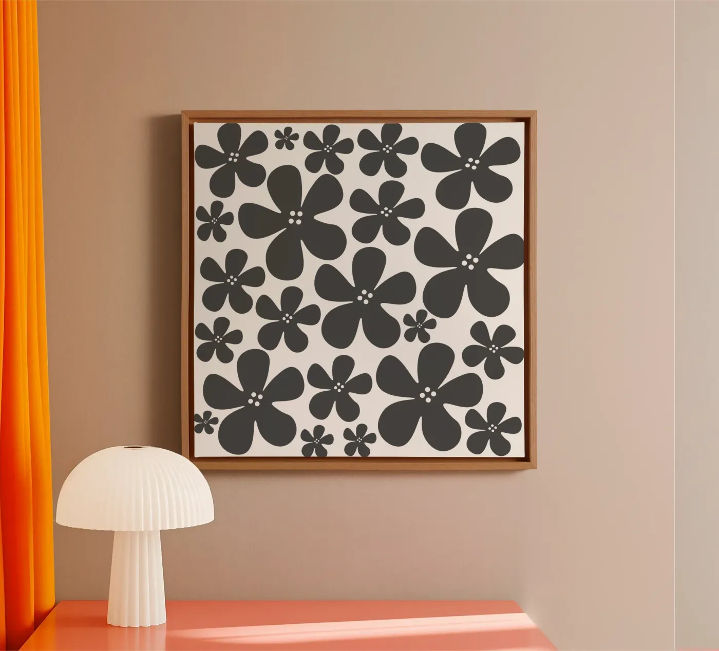 Grey flowers pattern tela da baobabprintstore