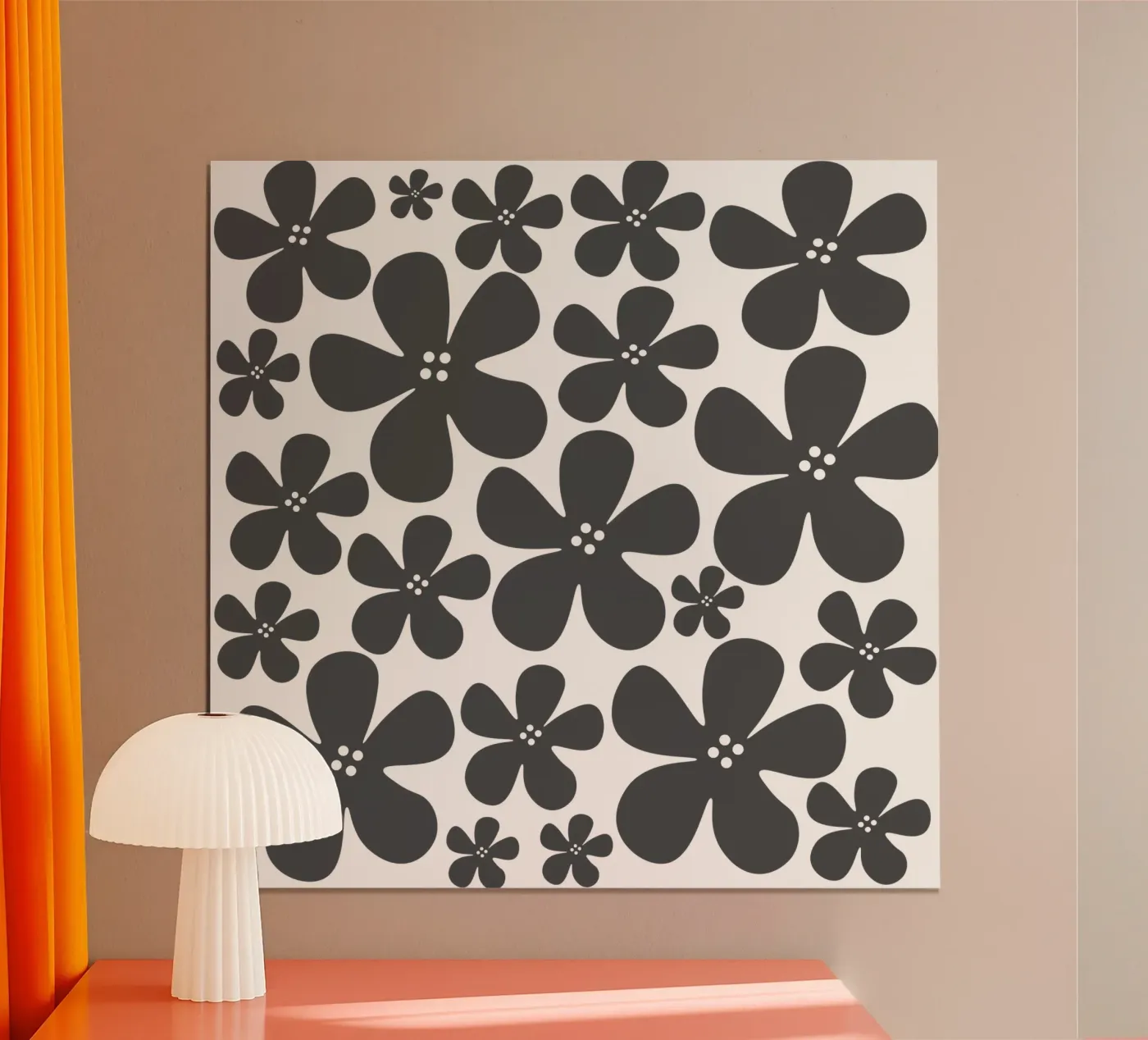 Grey flowers pattern Poster von baobabprintstore