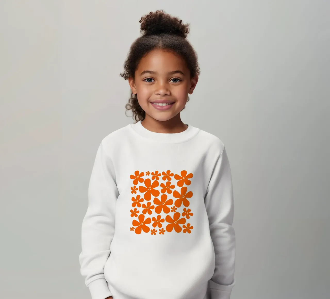 Orange flowers pattern felpa bambino da baobabprintstore