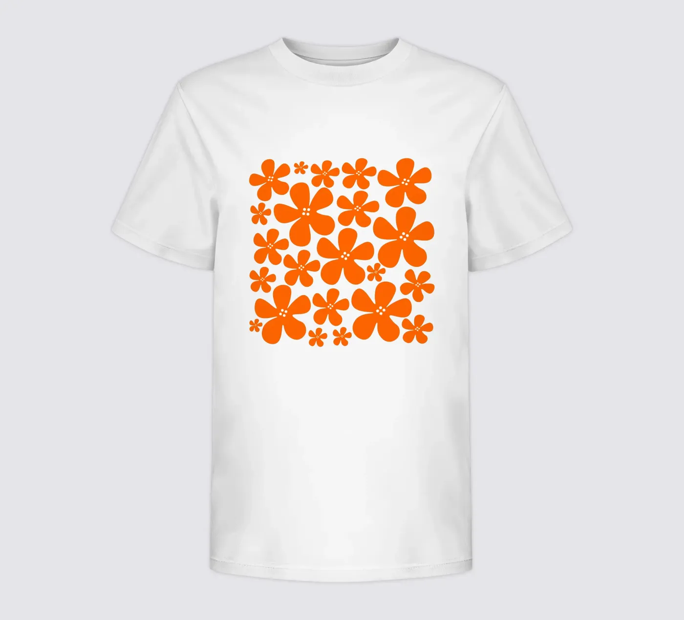 Orange flowers pattern t-shirt bambini da baobabprintstore