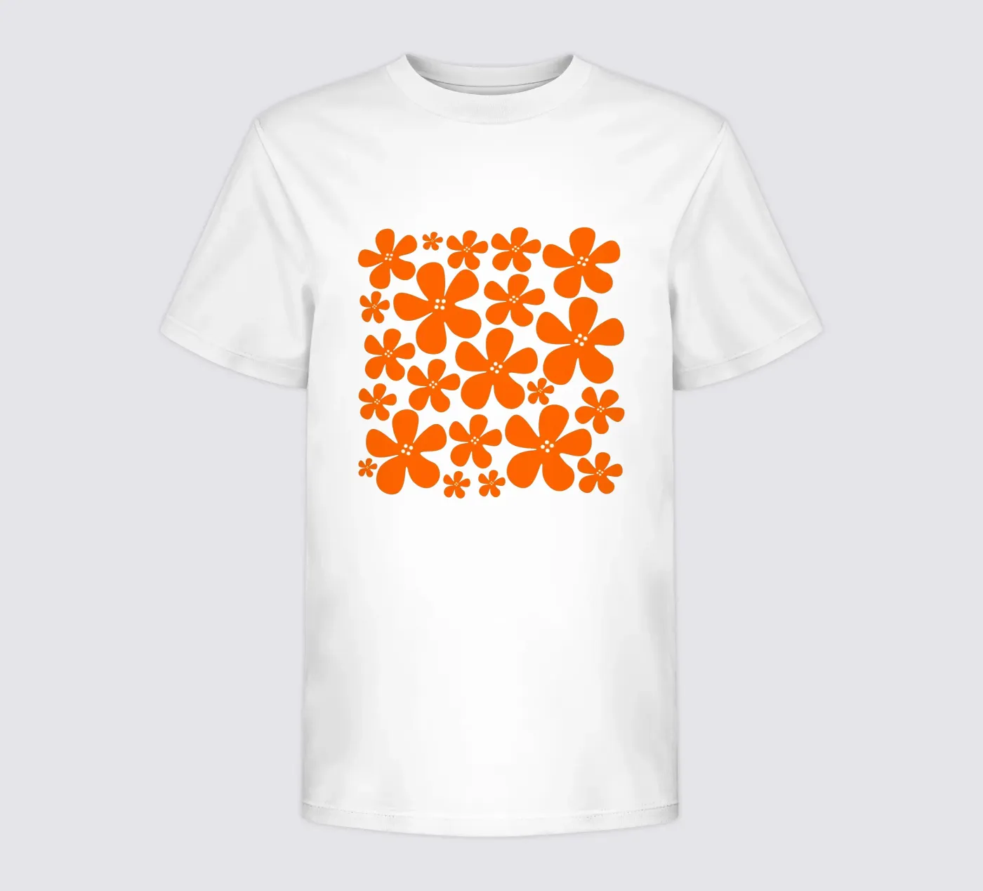 Orange flowers pattern t-shirt bambini da baobabprintstore