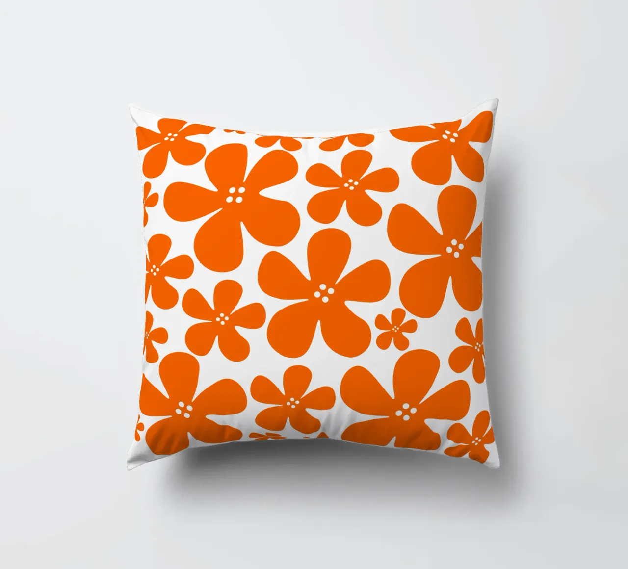 Orange flowers pattern cuscino da baobabprintstore