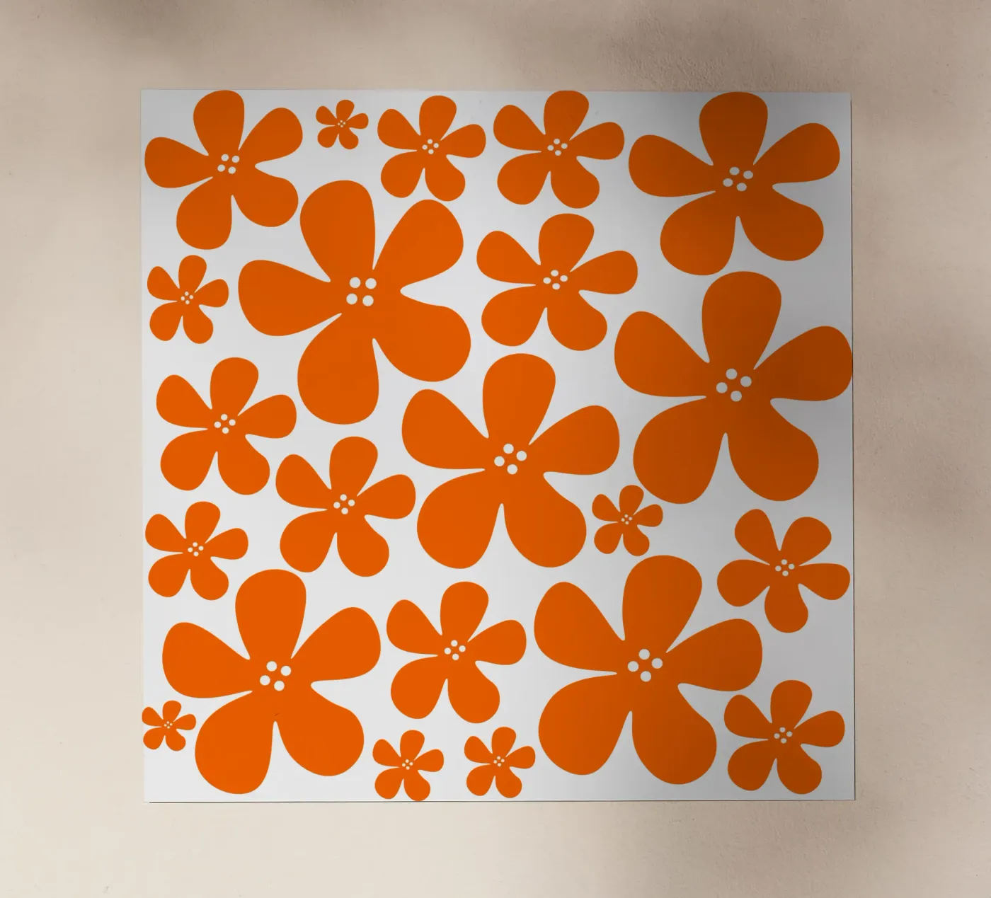 Orange flowers pattern pellicola backlit da baobabprintstore