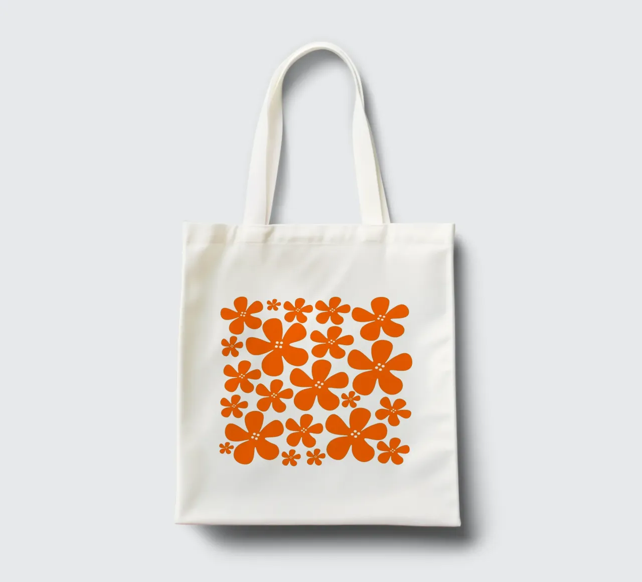 Orange flowers pattern borsa in juta da baobabprintstore