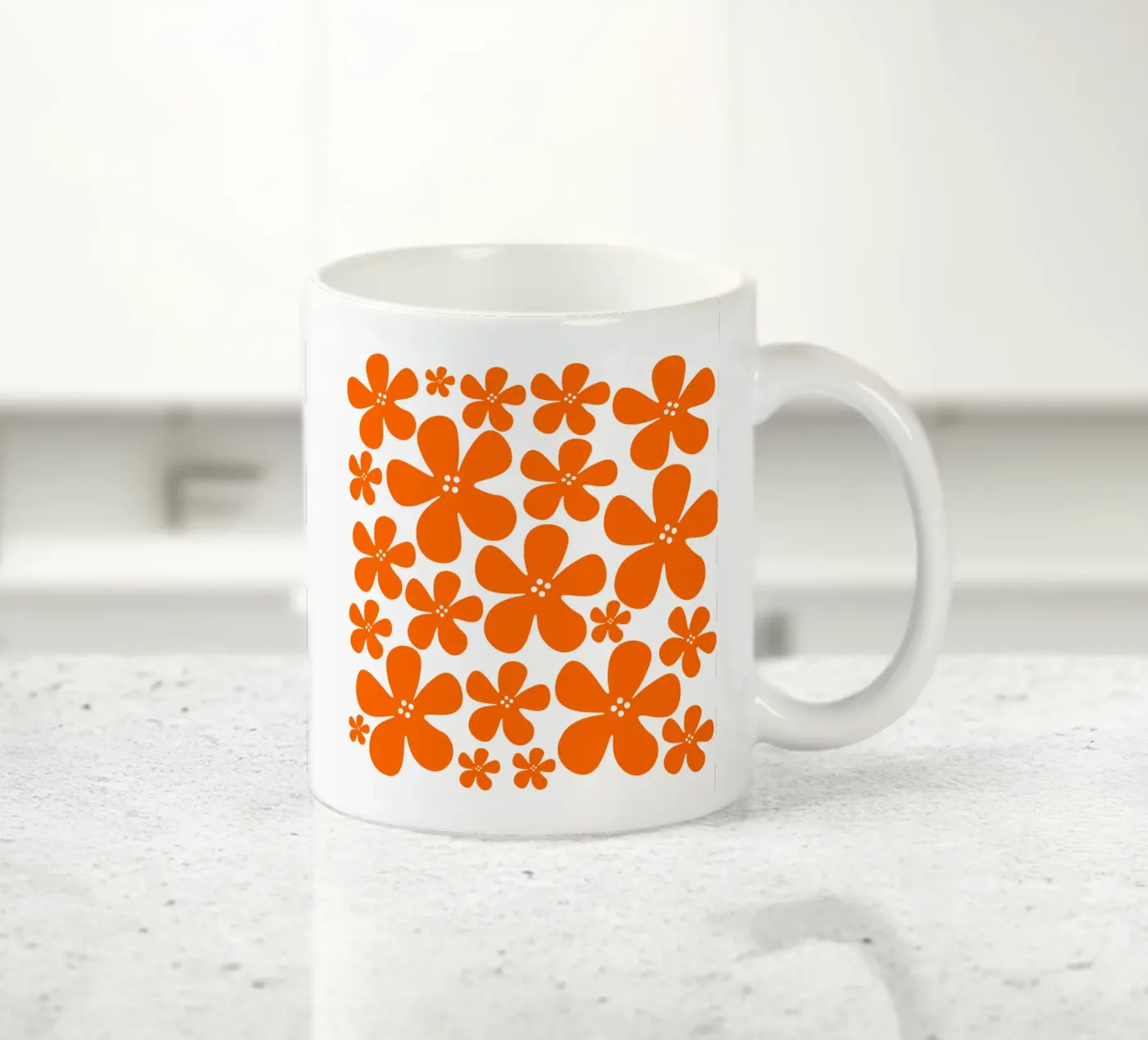Orange flowers pattern ceramic mug by baobabprintstore