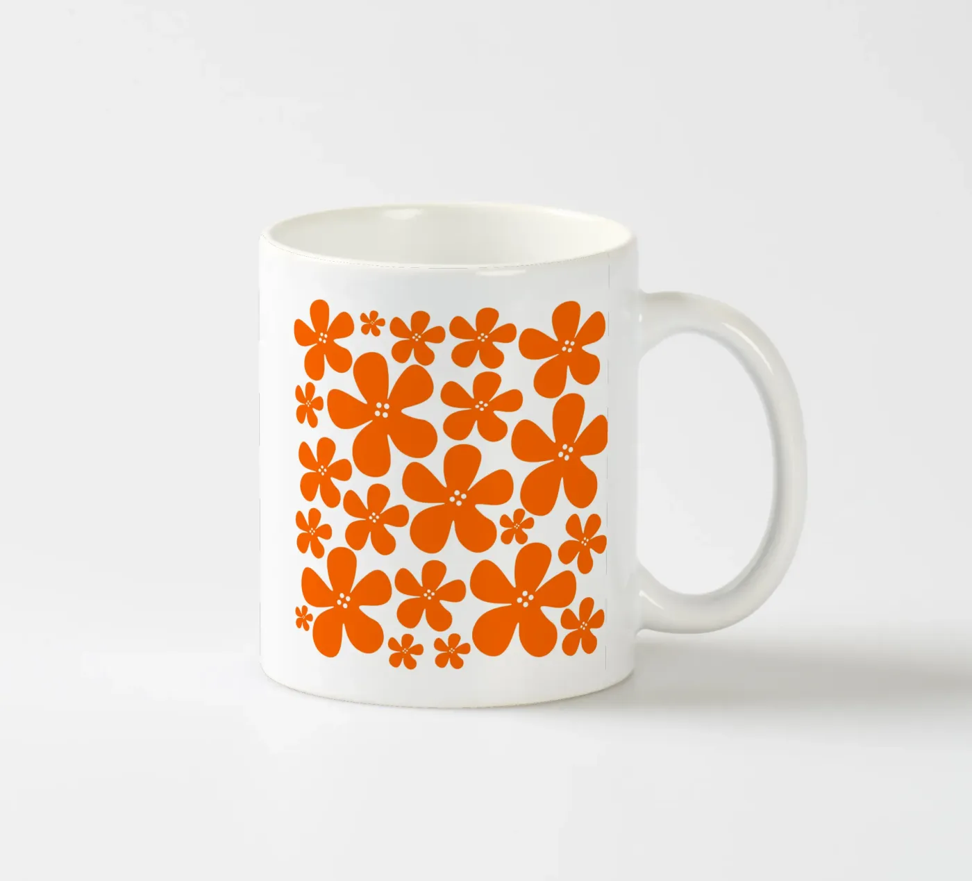 Orange flowers pattern ceramic mug by baobabprintstore