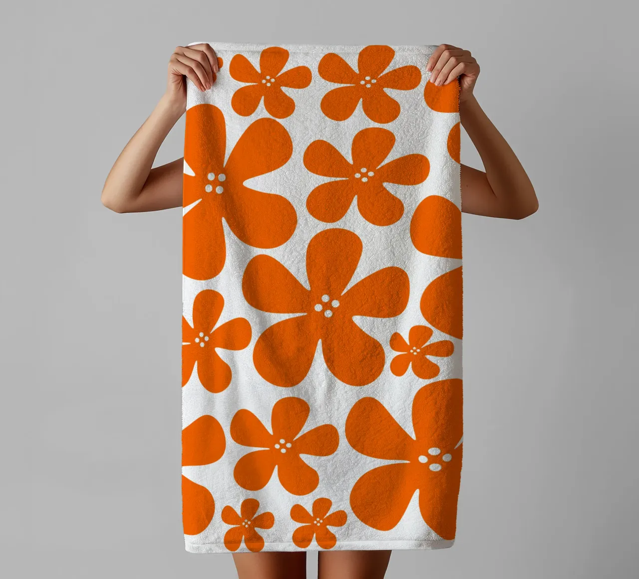Orange flowers pattern asciugamano da bagno da baobabprintstore