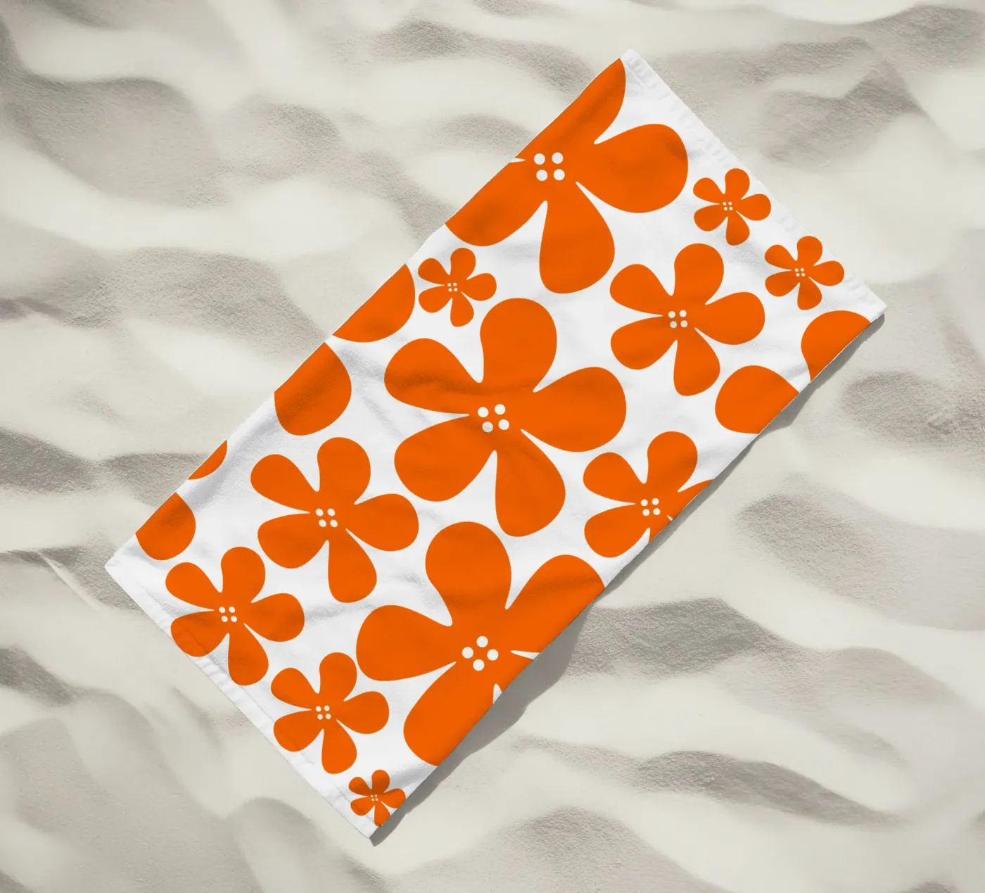 Orange flowers pattern telo mare da baobabprintstore