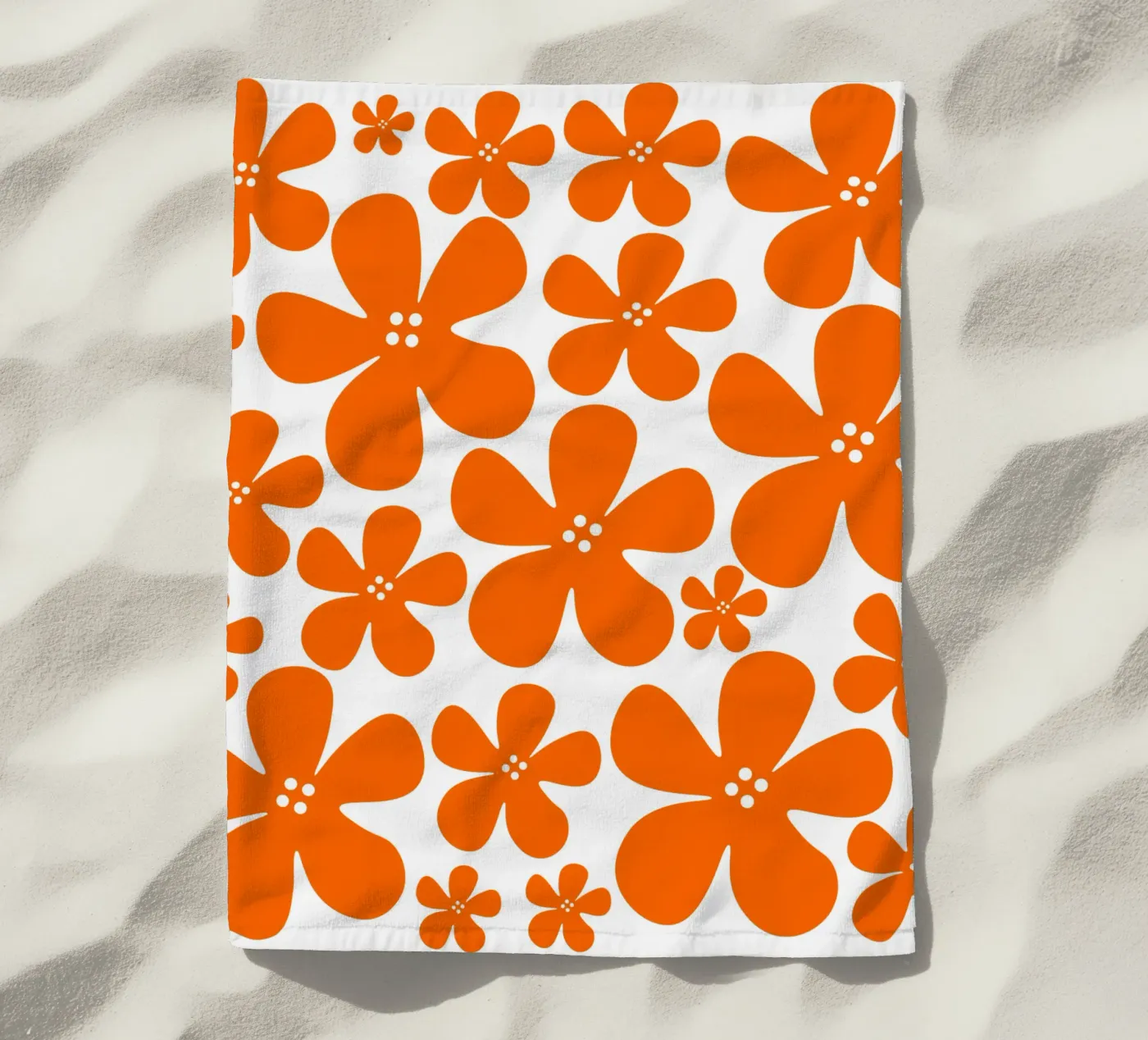 Orange flowers pattern telo mare da baobabprintstore